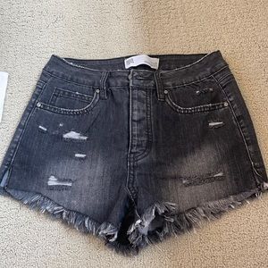 black washed jean shorts
